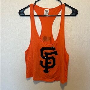 PINK Victoria's Secret Orange Tank with Black Lettering